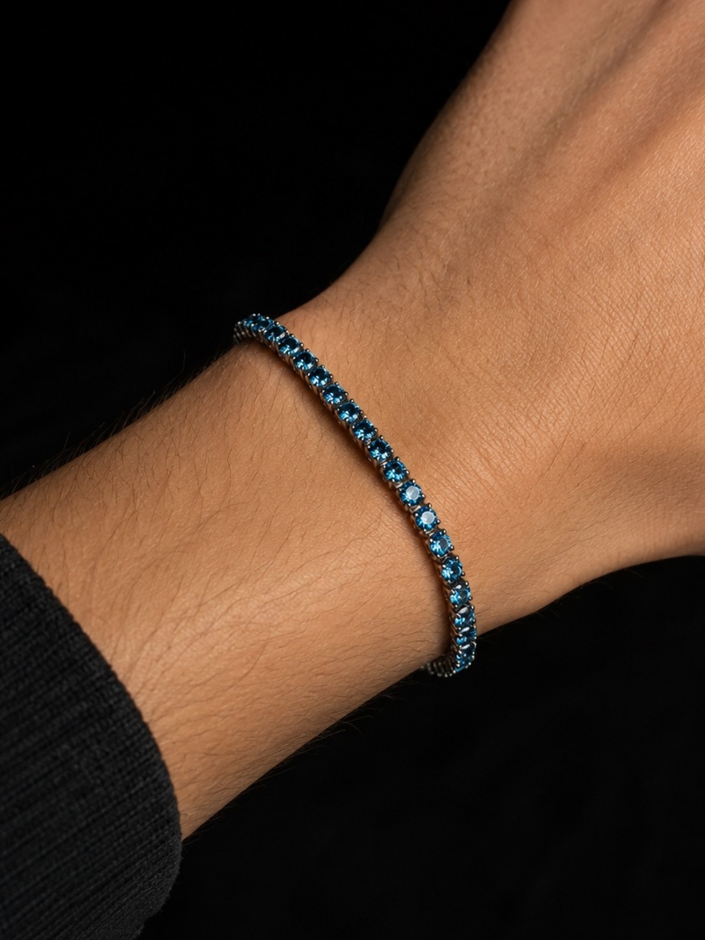 925 Silver, 5.6CTW Royal Blue Moissanite Tennis Bracelet - 7”